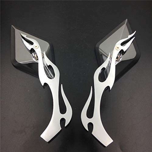 HTTMT MT336-CD Diamond Flame Stem Mirrors Compatible with Harley Davidson Or Metric Bike Chromed - Image 3