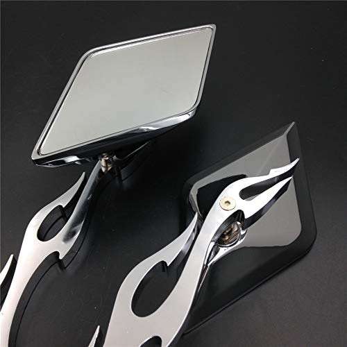 HTTMT MT336-CD Diamond Flame Stem Mirrors Compatible with Harley Davidson Or Metric Bike Chromed - Image 4