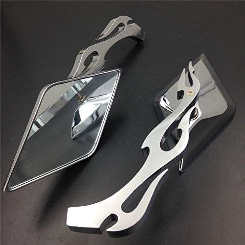 HTTMT MT336-CD Diamond Flame Stem Mirrors Compatible with Harley Davidson Or Metric Bike Chromed - Image 5