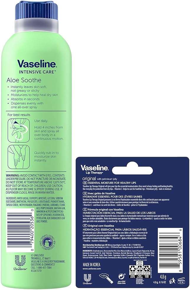 Vaseline Intensive Care Spray Moisturizer, Aloe Soothe 6.5 oz, Twin Pack - Image 2
