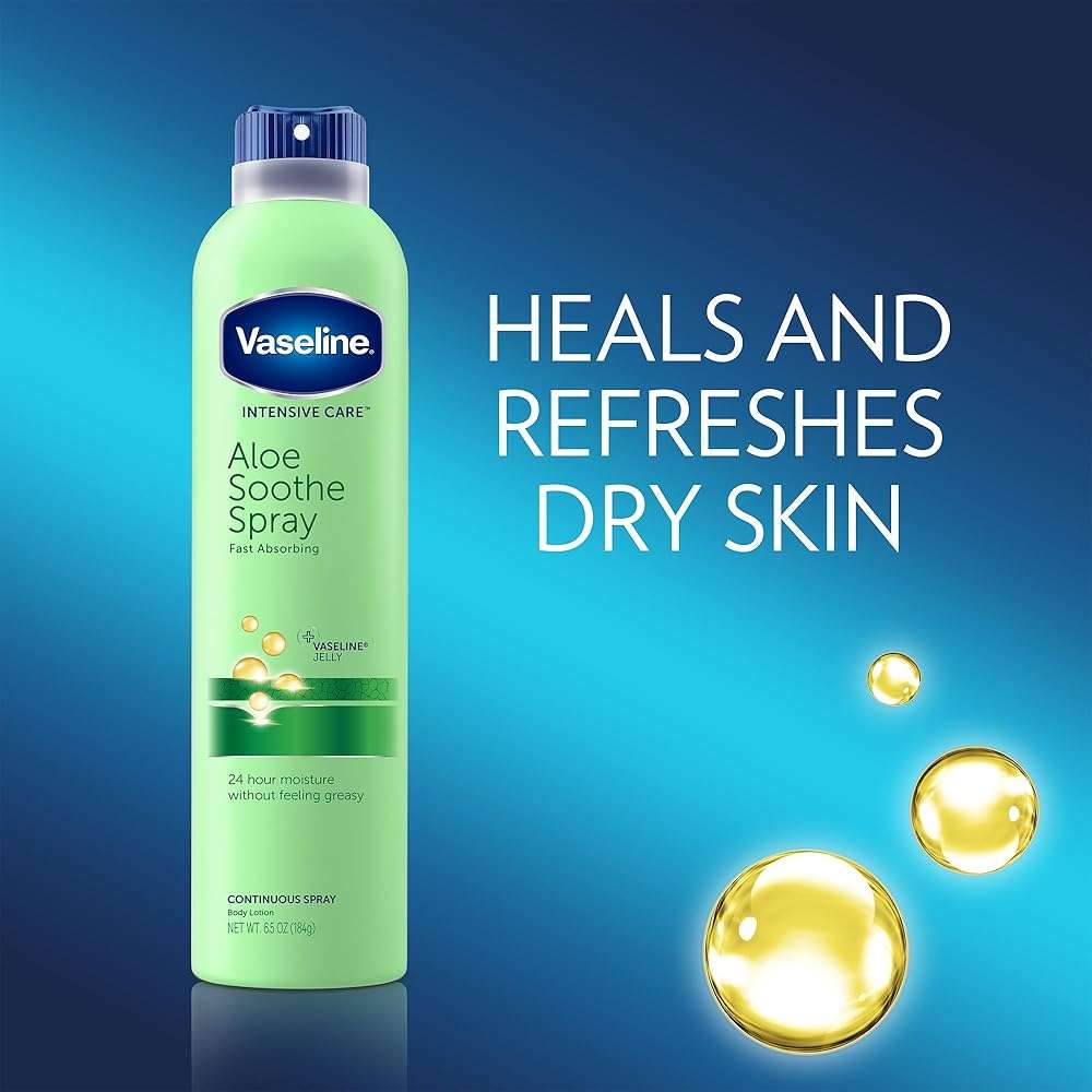 Vaseline Intensive Care Spray Moisturizer, Aloe Soothe 6.5 oz, Twin Pack - Image 3