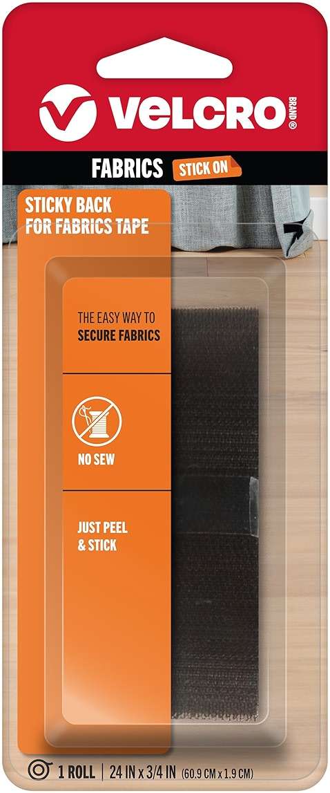 VELCRO Brand Sticky Back for Fabrics | 24" x 3/4" Tape with Adhesive | No Sewing Needed | Cut Strips to Length Permanent Bond to Clothing for Hemming and Closures - Image 1