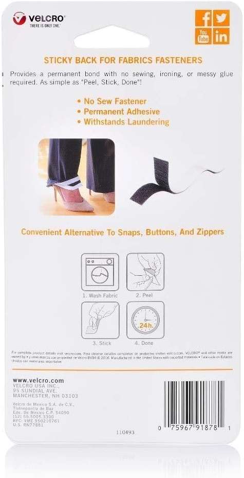 VELCRO Brand Sticky Back for Fabrics | 24" x 3/4" Tape with Adhesive | No Sewing Needed | Cut Strips to Length Permanent Bond to Clothing for Hemming and Closures - Image 7