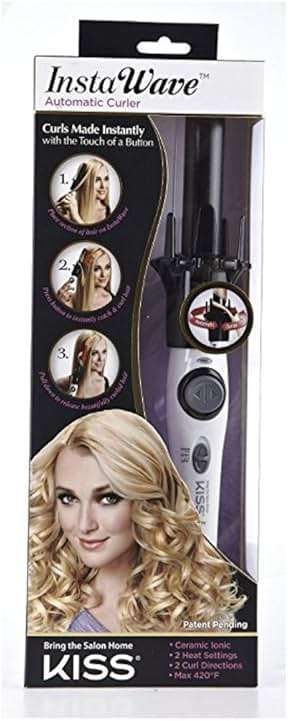 Kiss Instawave Deluxe Automatic Curling Iron, Black & White, 1" Curling Wand, 2-Way Self-Rotating Ceramic Ionic Hair Curler for Loose or Tight Curls, Dual Heat Settings up to 420°F, Tangle Prevention - Image 2