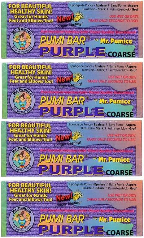 Mr. Pumice Purple PUMI Bar - Extra-Coarse Pumice Stone for Feet Callus Remover Pedicure Tools for Feet Foot Scrubber Skin Exfoliator Block, 4 Pack - Image 1