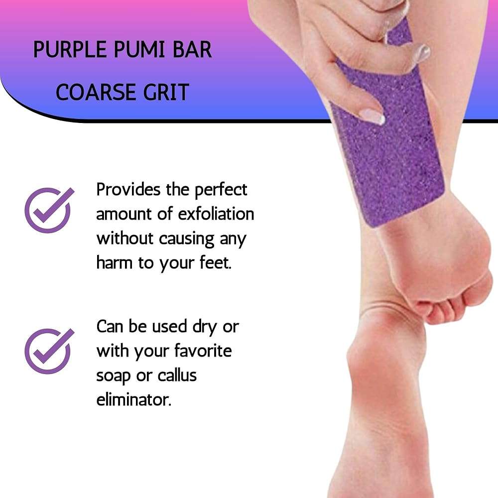 Mr. Pumice Purple PUMI Bar - Extra-Coarse Pumice Stone for Feet Callus Remover Pedicure Tools for Feet Foot Scrubber Skin Exfoliator Block, 4 Pack - Image 6