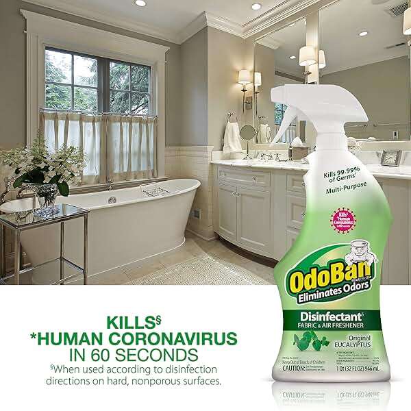 OdoBan Ready-to-Use Disinfectant and Odor Eliminator, 32 Ounce Spray Bottle, Original Eucalyptus Scent - Image 4