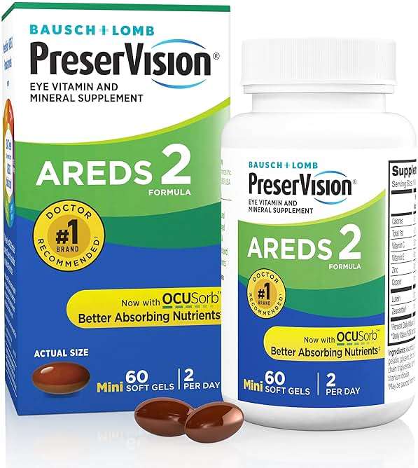 PreserVision AREDS 2 Eye Vitamins, #1 Eye Doctor Recommended Brand, Lutein and Zeaxanthin Supplement with Vitamin C, Vitamin E, Zinc, and Copper, 60 Softgels (Minigels) - Image 1