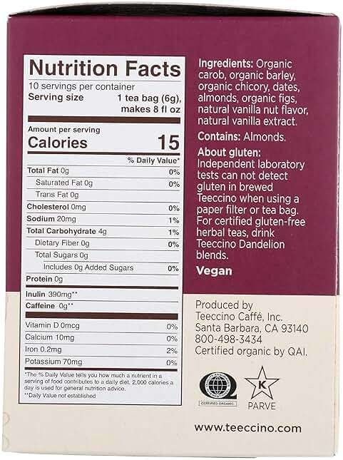 TEECCINO Vanilla Nut Herbal Tea, 10 CT - Image 2
