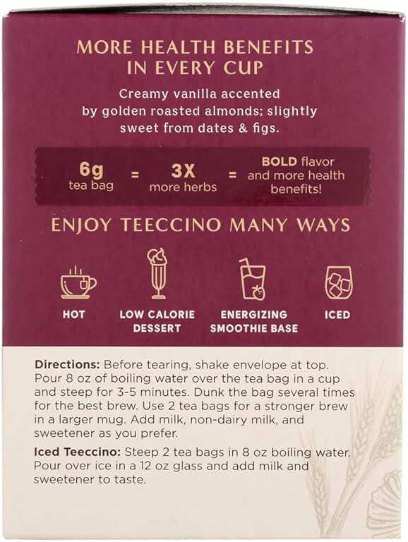 TEECCINO Vanilla Nut Herbal Tea, 10 CT - Image 5