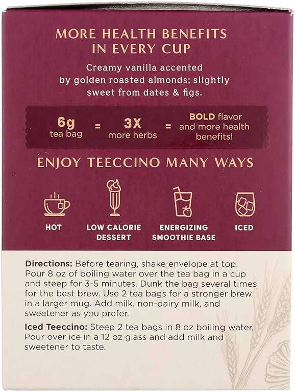 TEECCINO Vanilla Nut Herbal Tea, 10 CT - Image 7