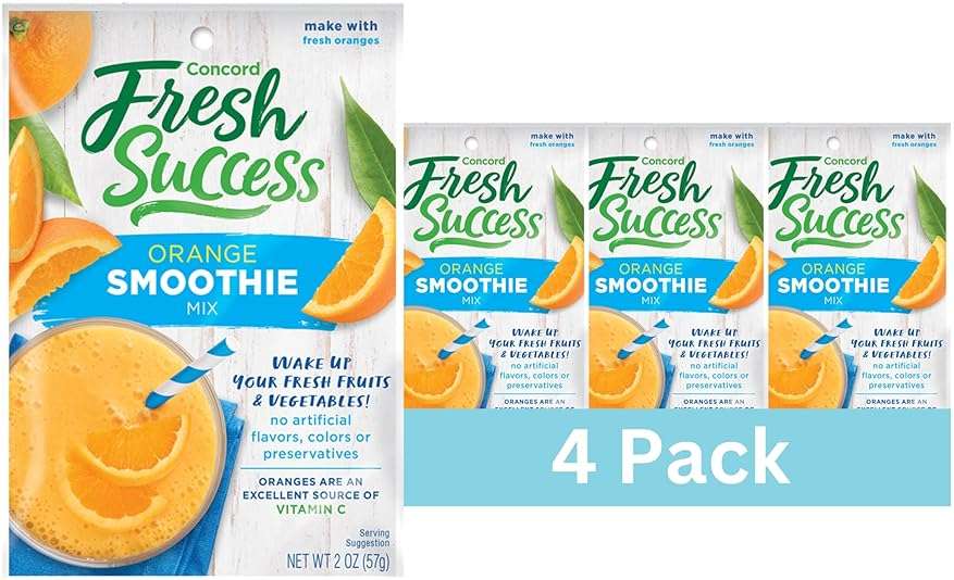 Concord Foods Orange Smoothie Mix - Citrus Flavor with No Artificial Flavors, Colors, or Preservatives - Ideal for Fresh Fruit Smoothies - 2 oz Pouch for Healthy Smoothies Pack of 4 - Image 1