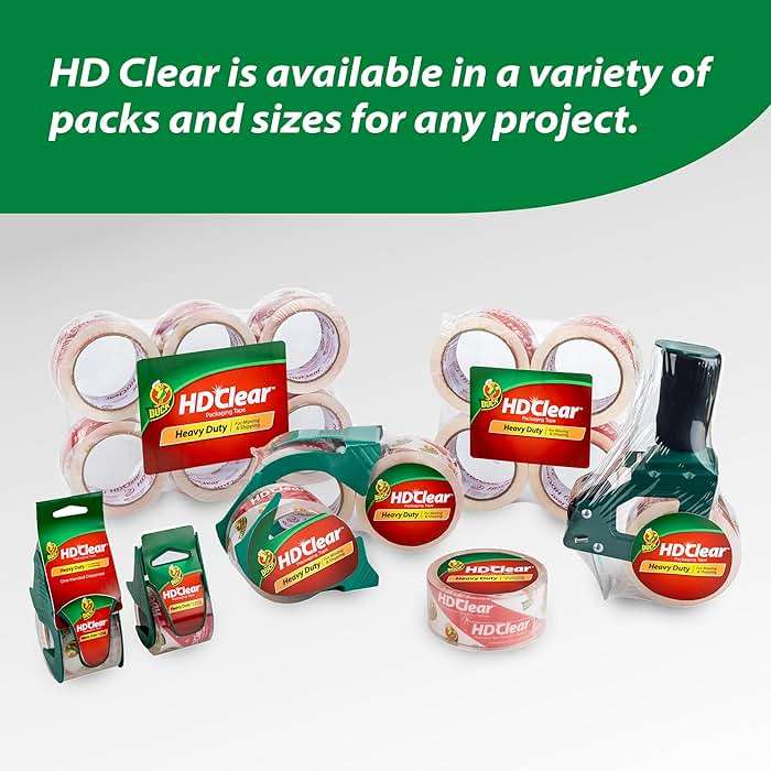 Duck HD Clear Packing Tape Dispenser Heavy Duty Packaging Tape Gun for Packing Boxes, Shipping and Moving - Includes 1 Refill Roll of HD Clear 1.88 In. x 50 Yards - Foam Handle (287398) - Image 6