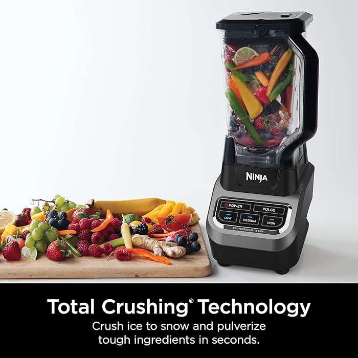 Ninja Professional Blender 1000W, Total Crushing Technology- Smoothies, Ice Crushing & Frozen Fruit, Full-Size Countertop Blender, 72-oz. Pitcher, Black & Grey, BL610 - Image 4