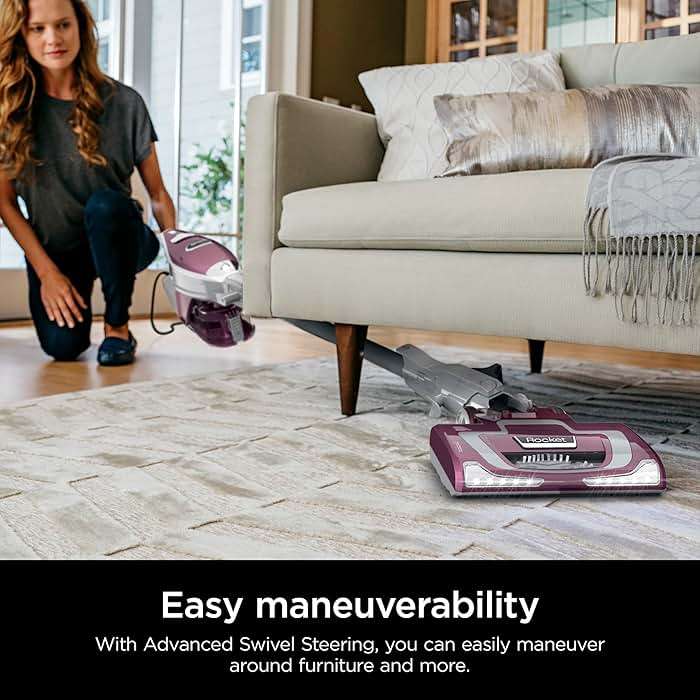 Shark Rocket Pet Plus | Corded Stick Vacuum Cleaner for Carpet, Rugs & Hard Floors | Lightweight Hand Vacuum for Pet Hair | LED Headlights | XL Dust Cup | 2 Attachments | Bordeaux/Silver | HV322 - Image 2