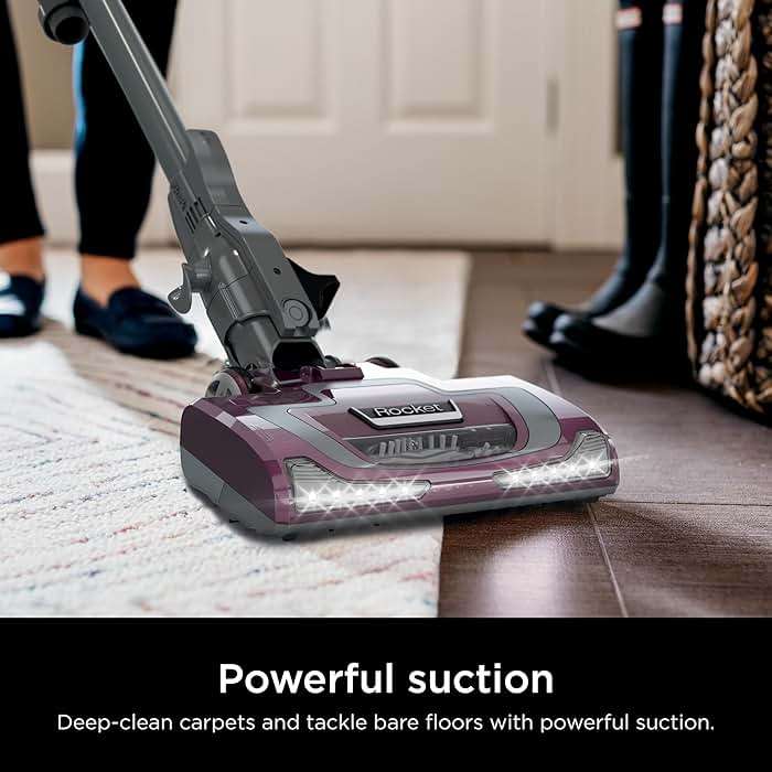 Shark Rocket Pet Plus | Corded Stick Vacuum Cleaner for Carpet, Rugs & Hard Floors | Lightweight Hand Vacuum for Pet Hair | LED Headlights | XL Dust Cup | 2 Attachments | Bordeaux/Silver | HV322 - Image 3