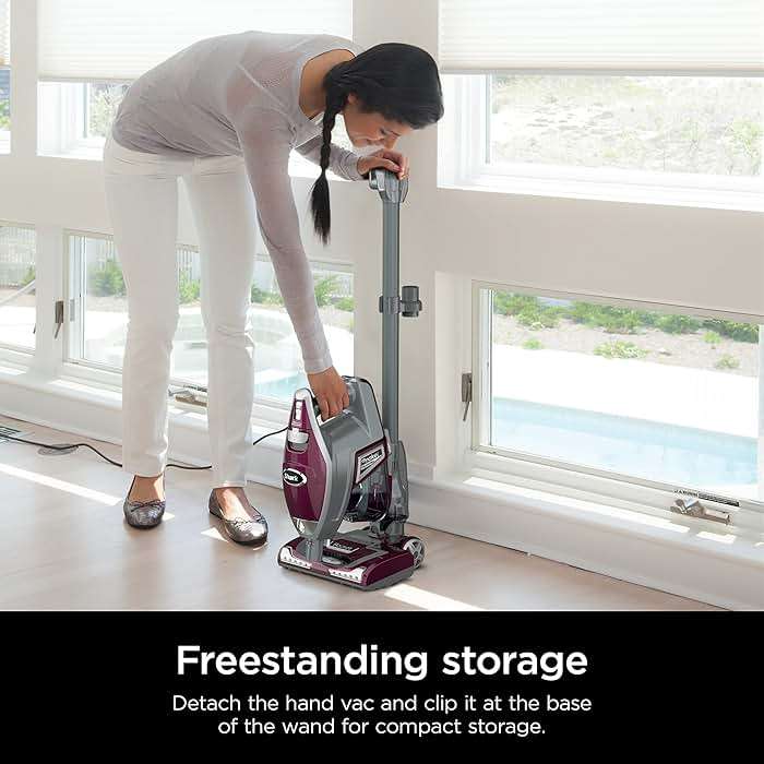 Shark Rocket Pet Plus | Corded Stick Vacuum Cleaner for Carpet, Rugs & Hard Floors | Lightweight Hand Vacuum for Pet Hair | LED Headlights | XL Dust Cup | 2 Attachments | Bordeaux/Silver | HV322 - Image 5