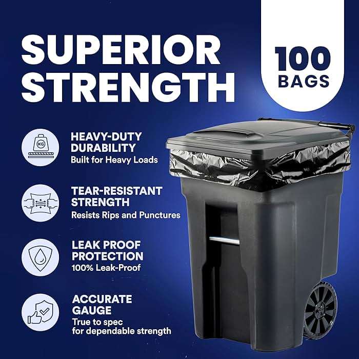 Plasticplace Trash Bags │ 1.5 Mil │ Black Heavy Duty Garbage Can Liners │ 50” x 48”, (100 Count) - Image 5