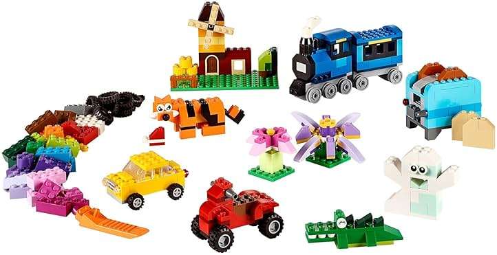 LEGO Classic Medium Creative Brick Box 10696 Building Toy Set - Featuring Storage, Includes Train, Car, and a Tiger Figure, and Playset for Kids, Boys, and Girls Ages 4-99 - Image 5