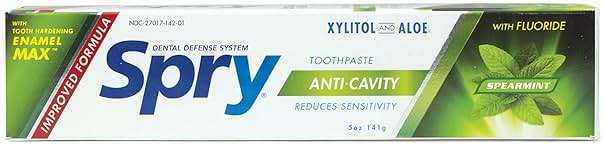 Spry Natural Xylitol Toothpaste 5oz for Adults and Kids with Fluoride, Gentle for Sensitive Teeth Whitening and Remineralizing, Breath Freshening, Mouth Moisturizing, Spearmint (Pack of 1) - Image 2