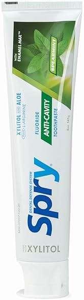 Spry Natural Xylitol Toothpaste 5oz for Adults and Kids with Fluoride, Gentle for Sensitive Teeth Whitening and Remineralizing, Breath Freshening, Mouth Moisturizing, Spearmint (Pack of 1) - Image 6