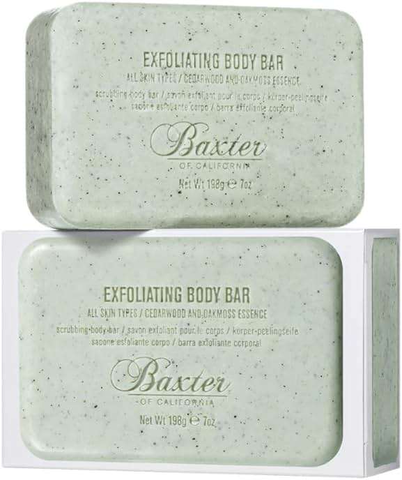 Baxter of California Men’s Exfoliating Body Bar Soap, Deep Cleansing & Moisturizing Formula with Cedarwood & Oak Moss, Buffs Away Dry Skin for All Skin Types, Paraben-Free, 7 Ounce - Image 1