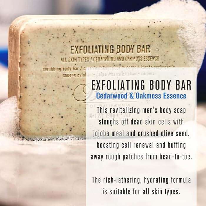 Baxter of California Men’s Exfoliating Body Bar Soap, Deep Cleansing & Moisturizing Formula with Cedarwood & Oak Moss, Buffs Away Dry Skin for All Skin Types, Paraben-Free, 7 Ounce - Image 2