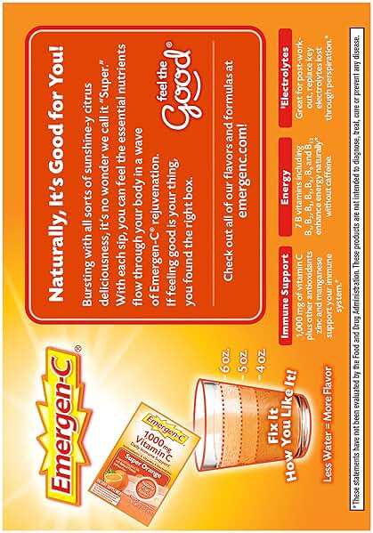 Emergen-C 1000mg Vitamin C Powder for Daily Immune Support Caffeine Free Vitamin C Supplements with Zinc and Manganese, B Vitamins and Electrolytes, Super Orange Flavor - 60 Count/2 Month Supply - Image 11