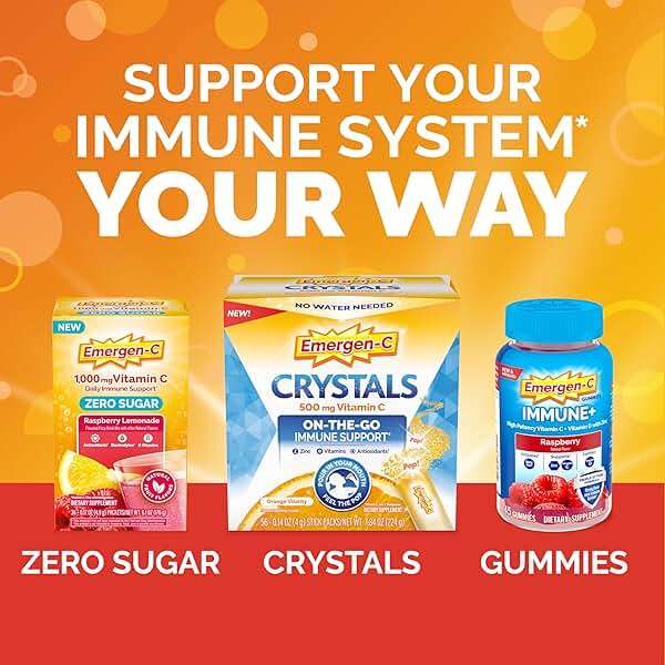 Emergen-C 1000mg Vitamin C Powder for Daily Immune Support Caffeine Free Vitamin C Supplements with Zinc and Manganese, B Vitamins and Electrolytes, Super Orange Flavor - 60 Count/2 Month Supply - Image 6