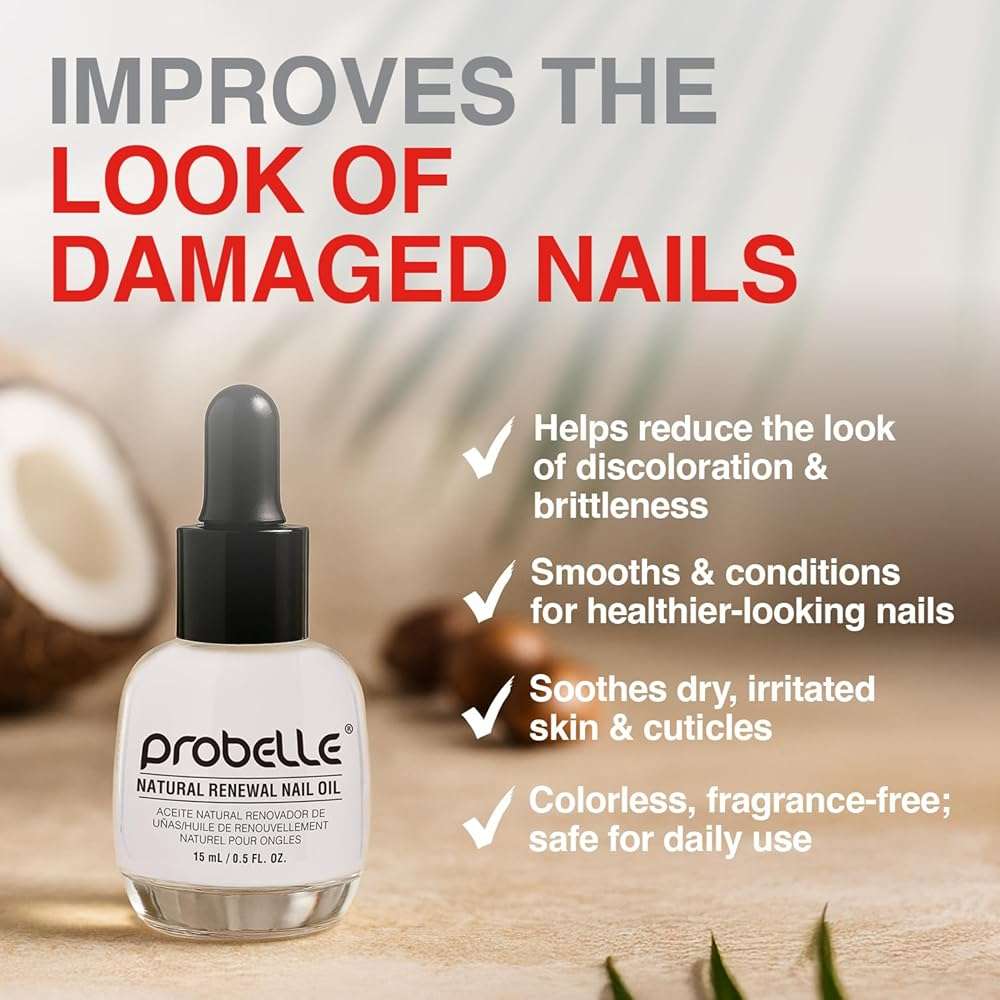 Probelle Natural Renewal Nail Oil, Nail Color Restoration, Clear Topical Solution, Restores Appearance of Discolored or Damaged Nails, .5 oz/ 15 ml - Image 4