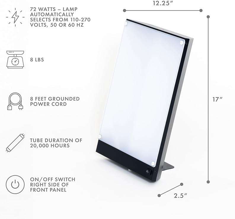 Northern Light Technologies Boxelite - 10000 Lux Light Therapy Lamp - Full Spectrum Lightbox Therapy Light for Natural Mood and Energy Enhancement, Sunlight Desk Lamp, Black - Image 3