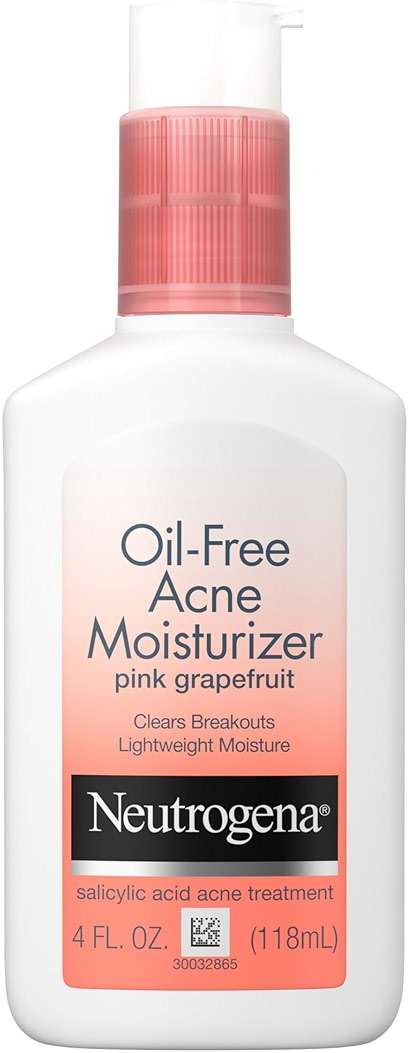 Neutrogena Oil Free Acne Moisturizer, .5% Salicylic Acid Acne Treatment, Pink Grapefruit Face Lotion for Breakouts, Non-Greasy & Non-Comedogenic, 4 fl. oz - Image 1