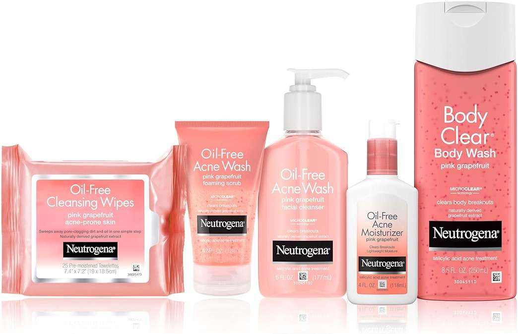 Neutrogena Oil Free Acne Moisturizer, .5% Salicylic Acid Acne Treatment, Pink Grapefruit Face Lotion for Breakouts, Non-Greasy & Non-Comedogenic, 4 fl. oz - Image 3
