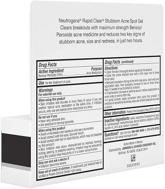 Neutrogena Rapid Clear Stubborn Acne Spot Treatment Gel, Maximum Strength 10% Benzoyl Peroxide Treatment Medication for Acne Prone Skin, Pimple Cream Reduces Size & Redness, 1 oz - Image 15