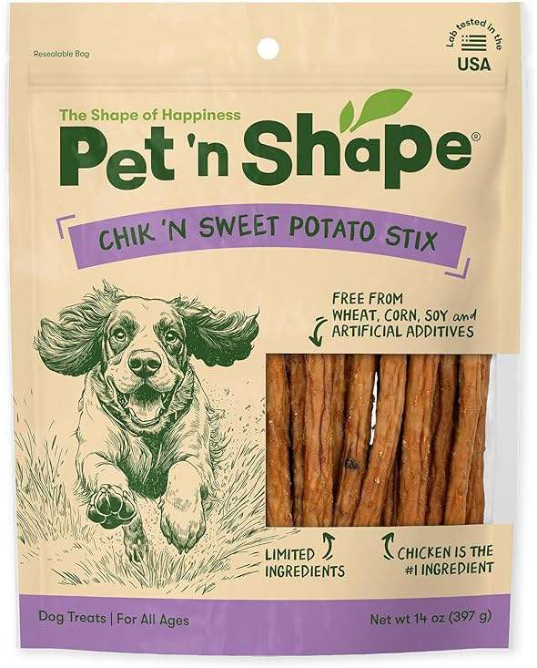 Pet 'n Shape Chik 'n Sweet Potato Stix Dog Treats – Made and Sourced in the USA - 14 Ounce - Image 1