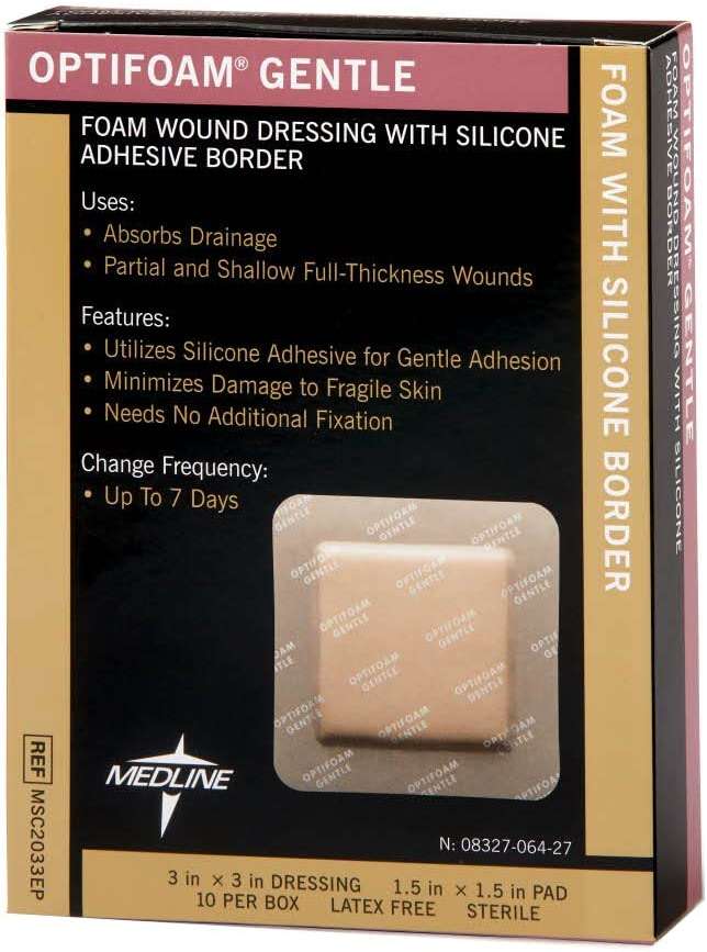Optifoam Gentle Silicone-Faced Bordered Foam Dressings, 3" x 3", 10 Count - Image 2