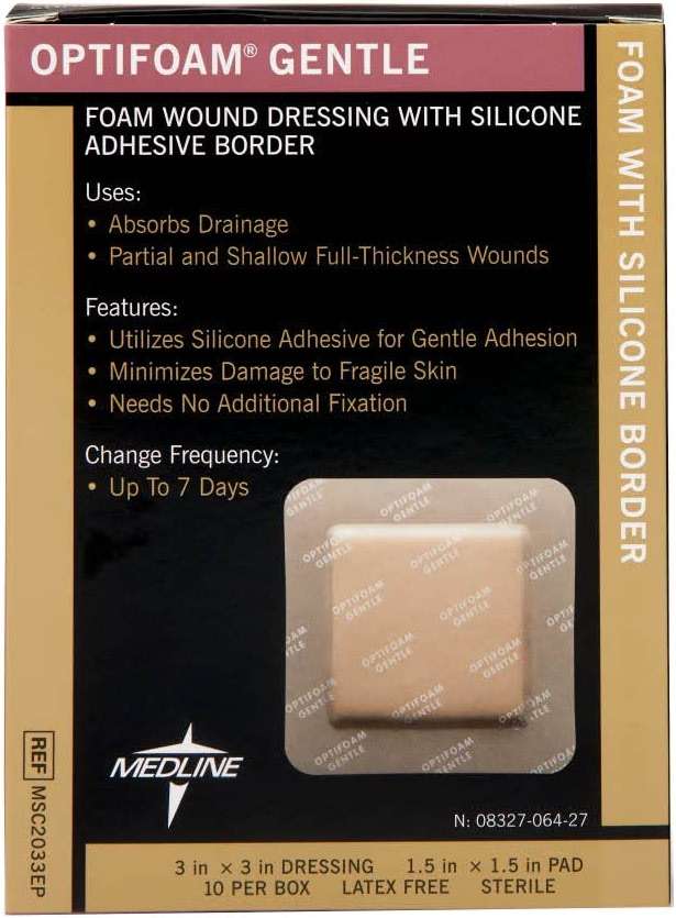 Optifoam Gentle Silicone-Faced Bordered Foam Dressings, 3" x 3", 10 Count - Image 4