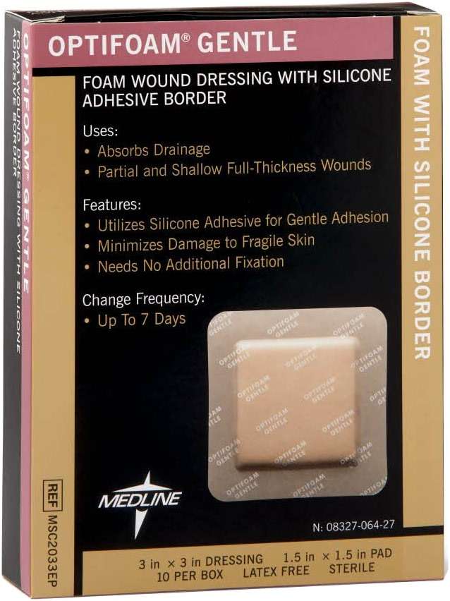 Optifoam Gentle Silicone-Faced Bordered Foam Dressings, 3" x 3", 10 Count - Image 5