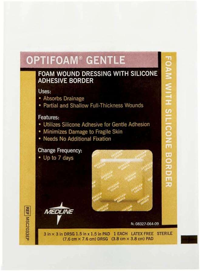 Optifoam Gentle Silicone-Faced Bordered Foam Dressings, 3" x 3", 10 Count - Image 6