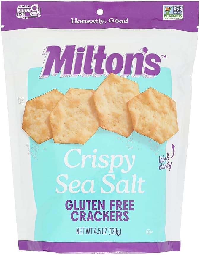 Milton's Gluten Free Crackers, Crispy Sea Salt - Non-GMO Project Verified, Kosher, Certified Gluten Free Snack, 5 Grains In Every Bite - 4.5 Oz - Image 1