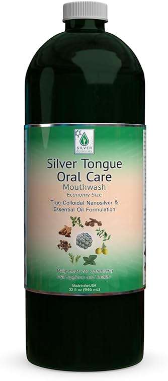 Silver Tongue Oral Care - All Natural Colloidal Silver Mouthwash, 32 fl oz - Image 1