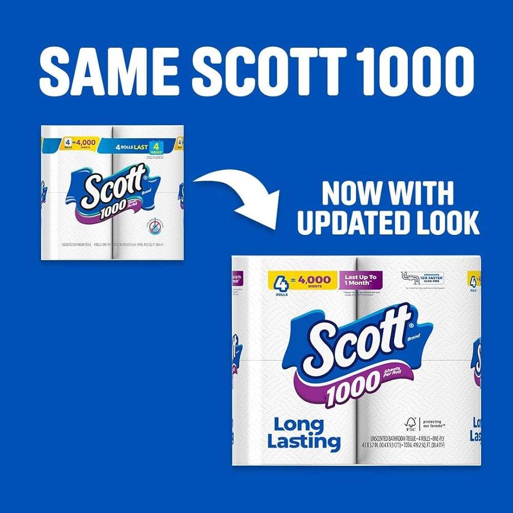 Scott 1000 Sheets Per Roll, 8 Toilet Paper Rolls, Bath Tissue - Image 3