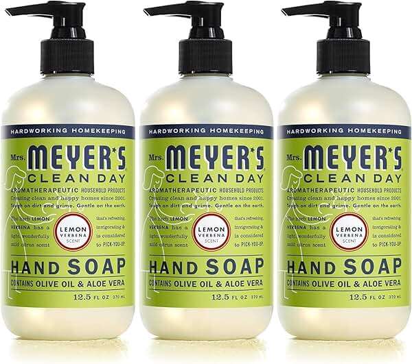 MRS. MEYER'S CLEAN DAY Hand Soap, Lemon Verbena Scent, 12.5 Fl Oz Bottle - 3 Pack - Image 1