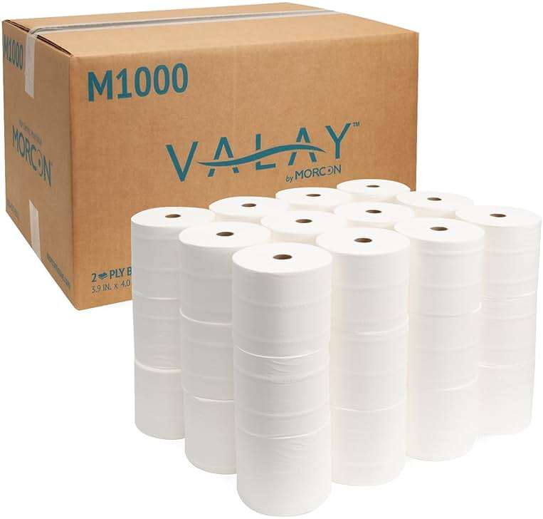 Morcon M1000 Compact Small Core Coreless Alternative, Premium Bath Tissue Roll, High Capacity Commercial Toilet Paper 2 Ply, Soft & Absorbent Tissue, 1000 Sheet Toilet Paper Per Roll, 36 Rolls - Image 1