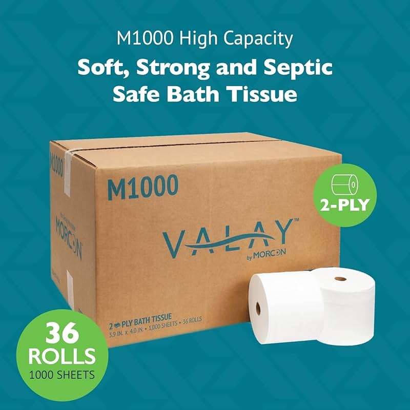 Morcon M1000 Compact Small Core Coreless Alternative, Premium Bath Tissue Roll, High Capacity Commercial Toilet Paper 2 Ply, Soft & Absorbent Tissue, 1000 Sheet Toilet Paper Per Roll, 36 Rolls - Image 2