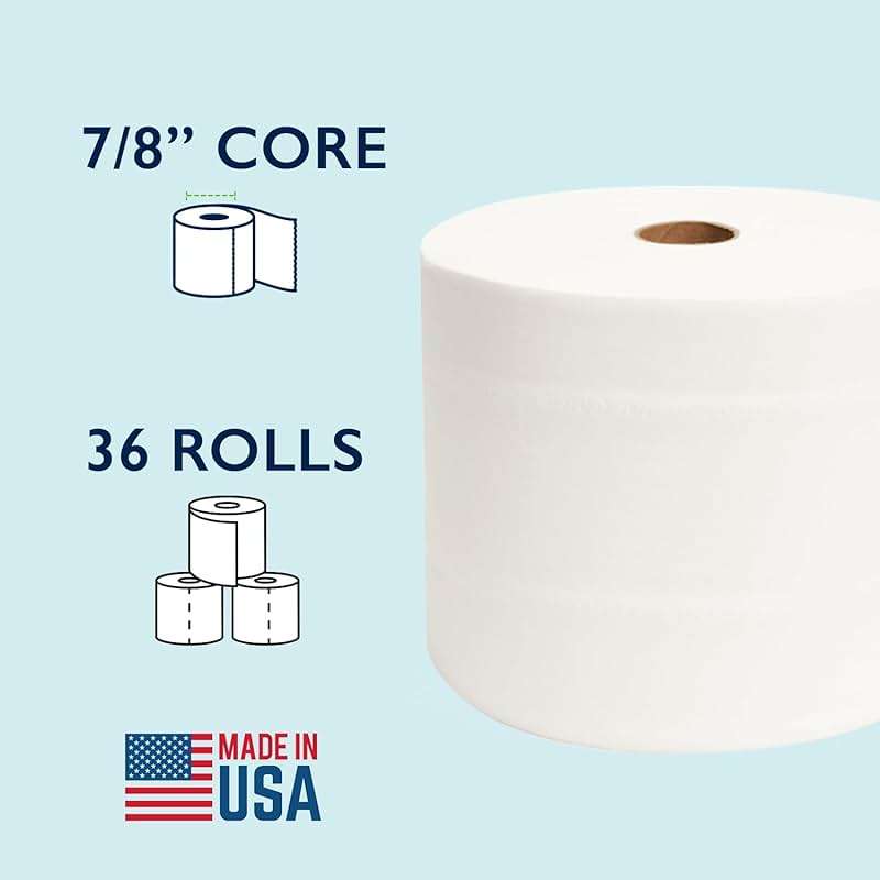 Morcon M1000 Compact Small Core Coreless Alternative, Premium Bath Tissue Roll, High Capacity Commercial Toilet Paper 2 Ply, Soft & Absorbent Tissue, 1000 Sheet Toilet Paper Per Roll, 36 Rolls - Image 6