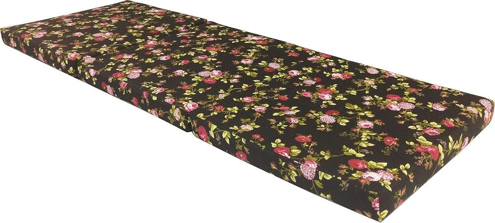 D&D Futon Furniture Trifold Foam Beds, Floor Tri-Fold Bed, Foldable Shikibuton Mattress Cushion Topper Mat for Space Saving Sleepover 3x27x75 in, Red Rose Black - Image 5