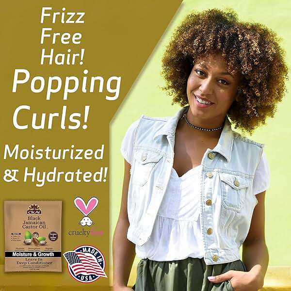 OKAY Black Jamaican Castor Oil Leave In Conditioner - Hair Moisturizer for Women and Men, Natural Product, Curly Hair Grease for Smooth, Moisturized Look - 1.5 fl oz (1 Pack) - Image 4