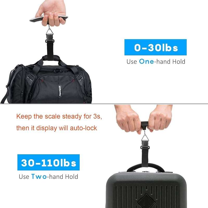 Digital Luggage Scale Vacation Travel Essentials Accessories Gifts for Traveler Portable Suitcase Handheld Weight Scale 110 lbs Hanging Baggage Travel Must Haves - Image 4
