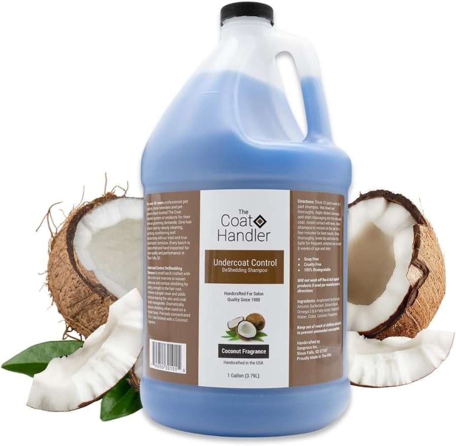 The Coat Handler Undercoat Control deShedding Dog Shampoo, 1 Gallon - Combats and Reduces Shedding, Undercoat Removal, Omega 3 & 6 Rich, Vitamin E Strengthens The Hair Follicle, Natural - Image 1